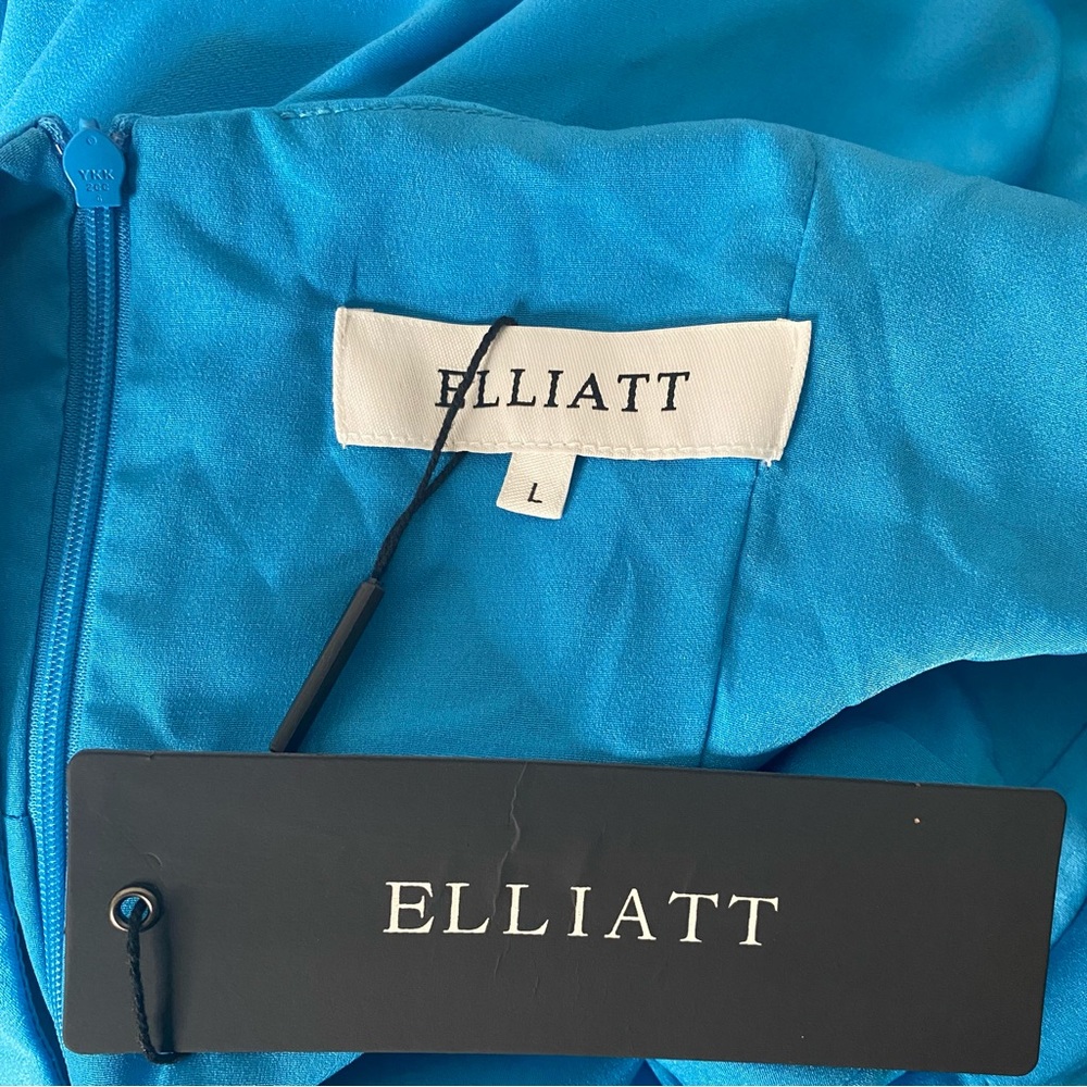 Elliatt Camo Halter Asymmetrical Mini Dress in Cyan Blue - Picture 4 of 9